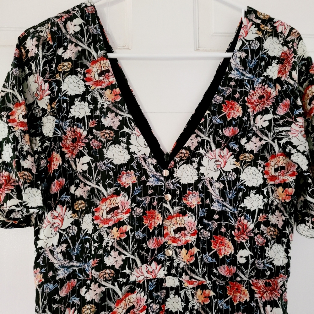ZARA trf Floral Flutter Sleeve Midi Dress